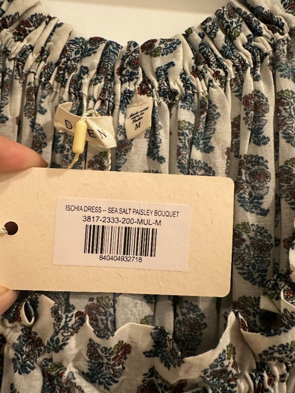 Doen Ischia Midi Dress Sea Salt Paisley Bouquet NWT M - Picture 3 of 5